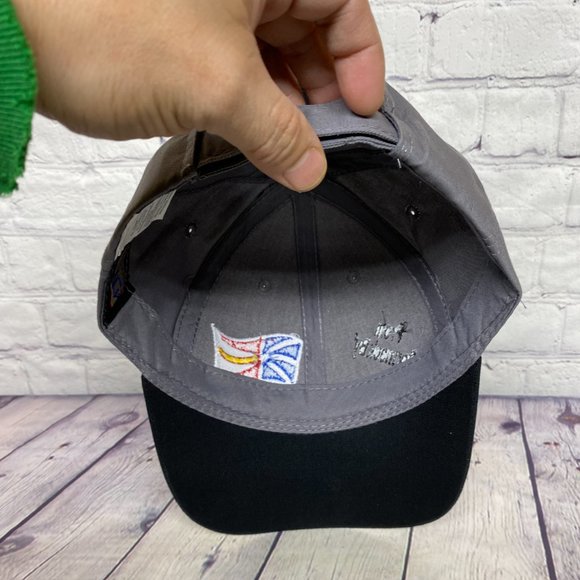 Vintage Hat Cap Strap Back Gray Black From Cormack By Flag Embroidered AJM 90s - Picture 8 of 9